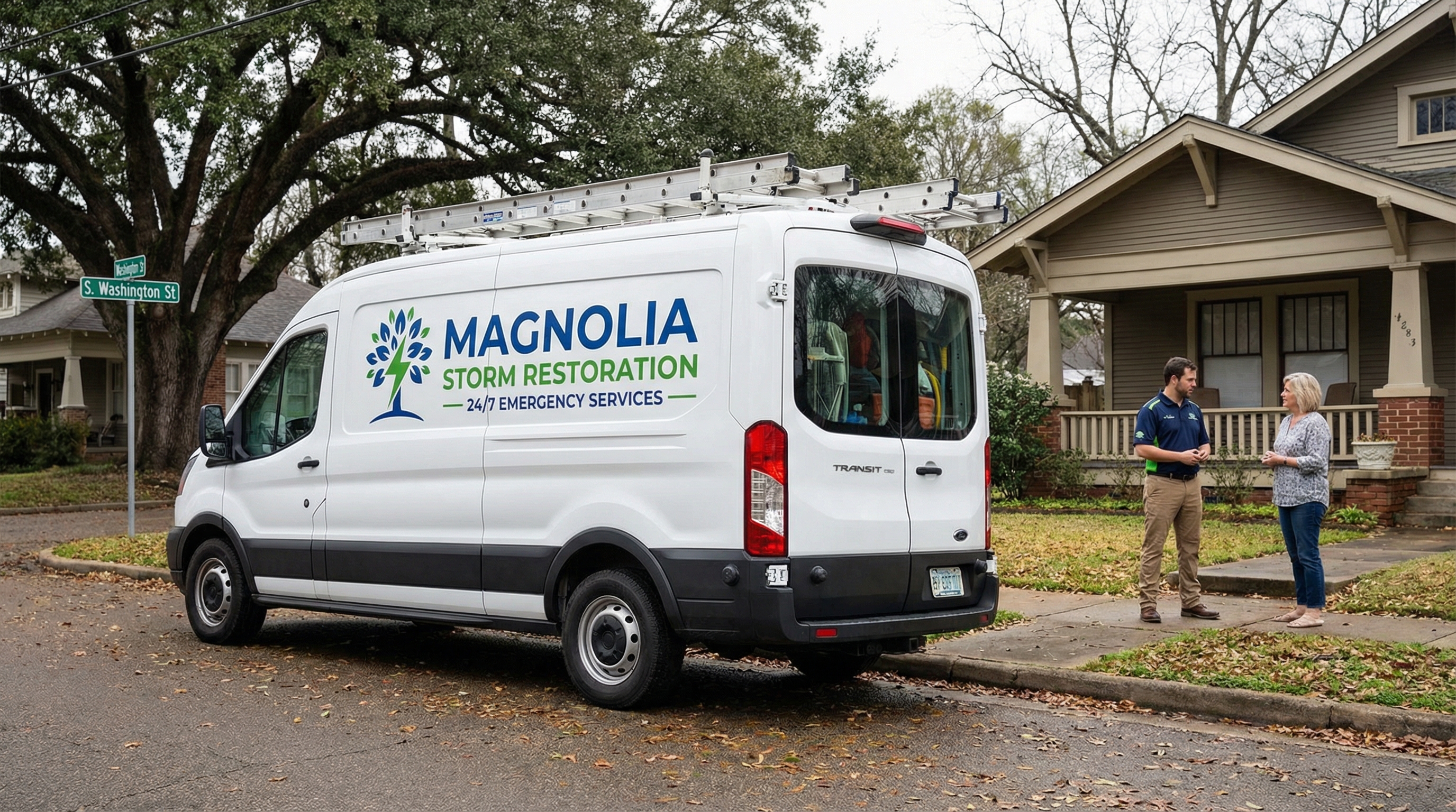 Magnolia Wind Damage service vehicle